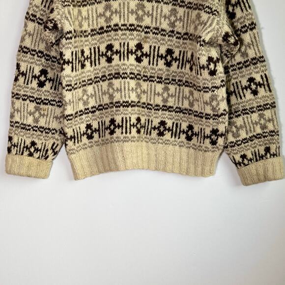 Vintage 70s Icelandic wool turtleneck sweater medium cream brown Neutral Scandi - Picture 5 of 15